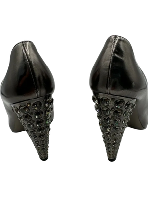 Miu Miu Lame Jeweled Heels