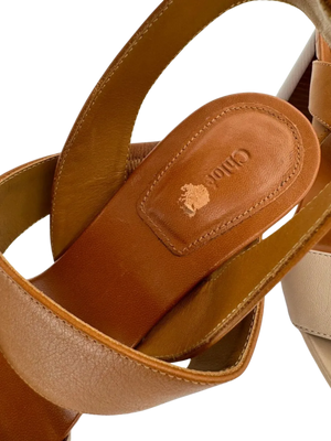 Chloe Mia Two Tone Block Heel Sandals