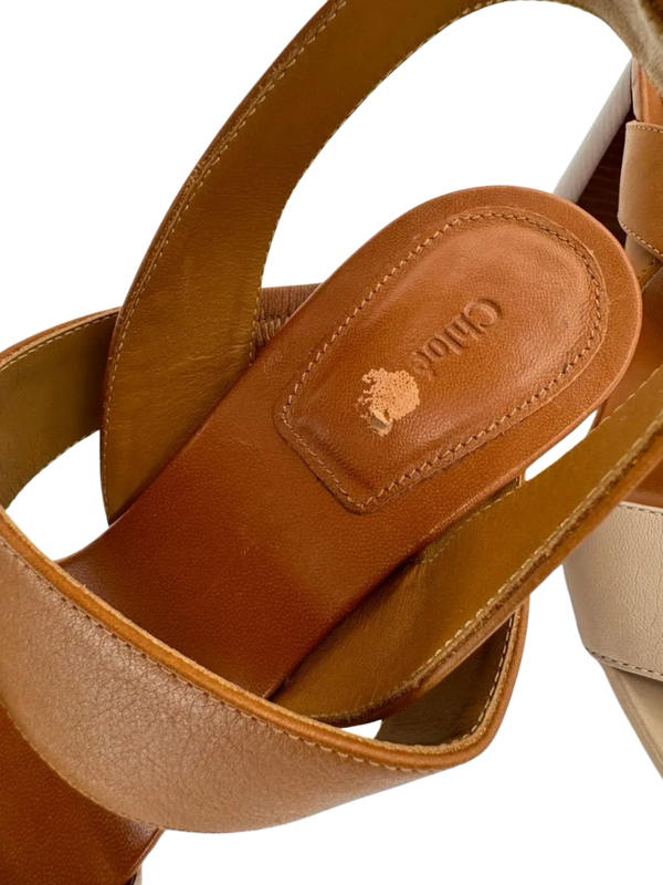 Chloe Mia Two Tone Block Heel Sandals