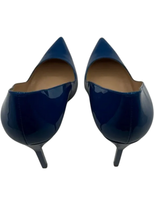 Manolo Blahnik Blue Patent Leather BB Pointed Toe Pumps - Size 39