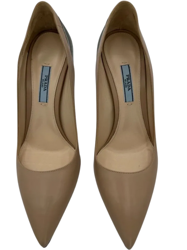 Prada Nude/Metallic Pointed Toe Heels - 39 *NEW*