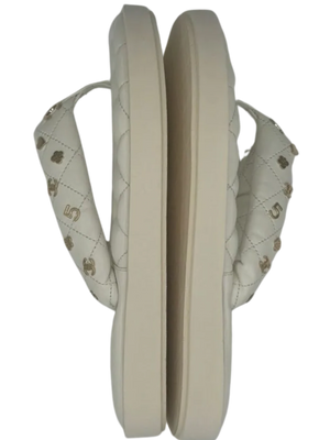 Chanel Spring 2023 White Quilted Charms Padded Pool Thong Sandal