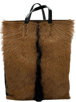 CELINE Vertical Cabas Black/Brown Fur & Leather Large Tote