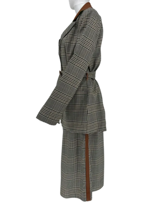 Staud Paprika Belted Plaid Suit