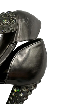 Miu Miu Lame Jeweled Heels
