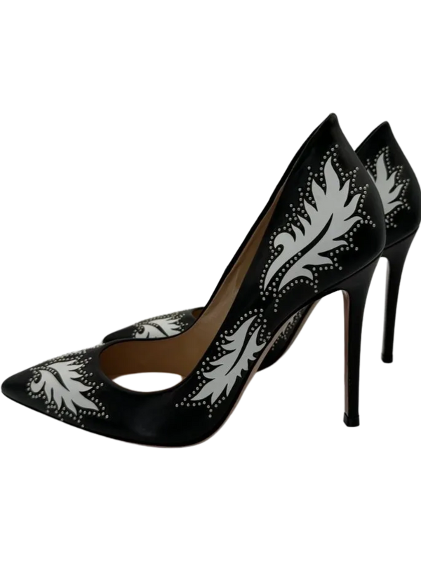 Gianvito Rossi Santa Fe Studded Pumps in Black Leather *NEW*