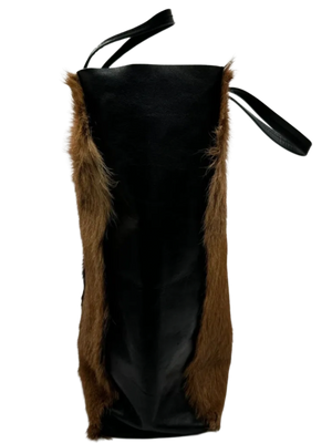 CELINE Vertical Cabas Black/Brown Fur & Leather Large Tote