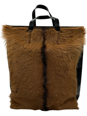 CELINE Vertical Cabas Black/Brown Fur & Leather Large Tote