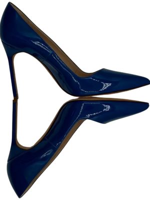 Manolo Blahnik Blue Patent Leather BB Pointed Toe Pumps - Size 39