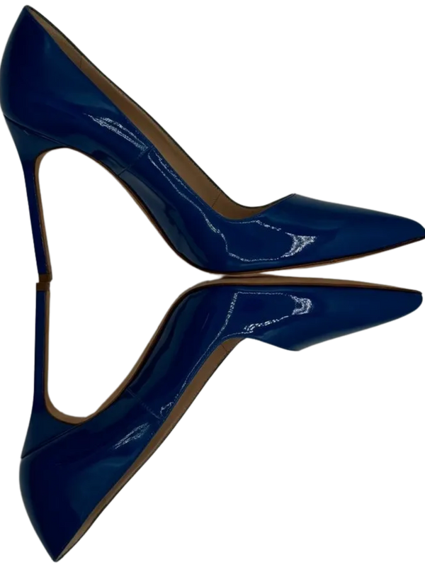 Manolo Blahnik Blue Patent Leather BB Pointed Toe Pumps - Size 39