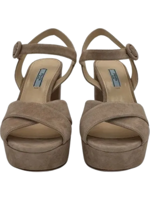 Prada Suede Crisscross Platform 30/105mm Sandals *NEW*