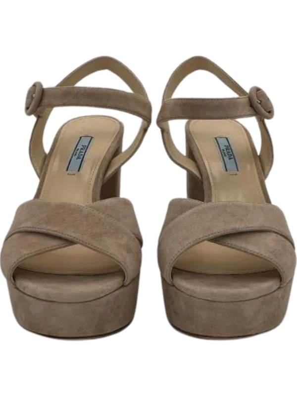Prada Suede Crisscross Platform 30/105mm Sandals *NEW*