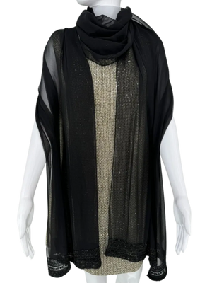 Pamella Roland Beaded Trim Sheer Shawl