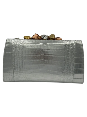 Nancy Gonzalez Rosebud Slicer Metallic Crocodile Clutch Bag- NWT