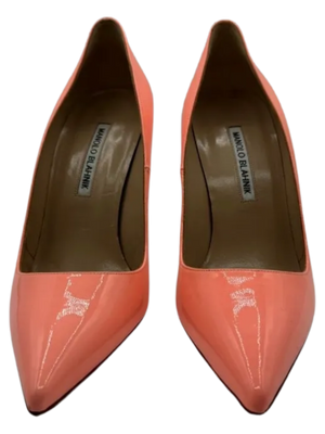 Manolo Blahnik “BB” Pointy-Toe Pumps in Coral 2014 Resort Collection