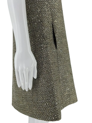 Saint Laurent Sleeveless Tweed Sparkly and Sequined Shift Dress – Size 44 FR