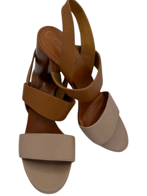 Chloe Mia Two Tone Block Heel Sandals