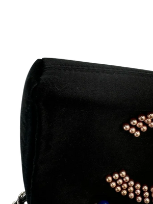 Chanel Black Satin Baguette Pochette Beaded Shoulder Bag