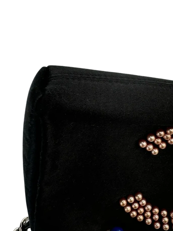 Chanel Black Satin Baguette Pochette Beaded Shoulder Bag