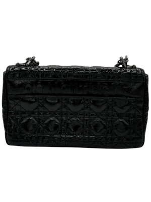Christian Dior Black Patent Leather Caro Medium Bag