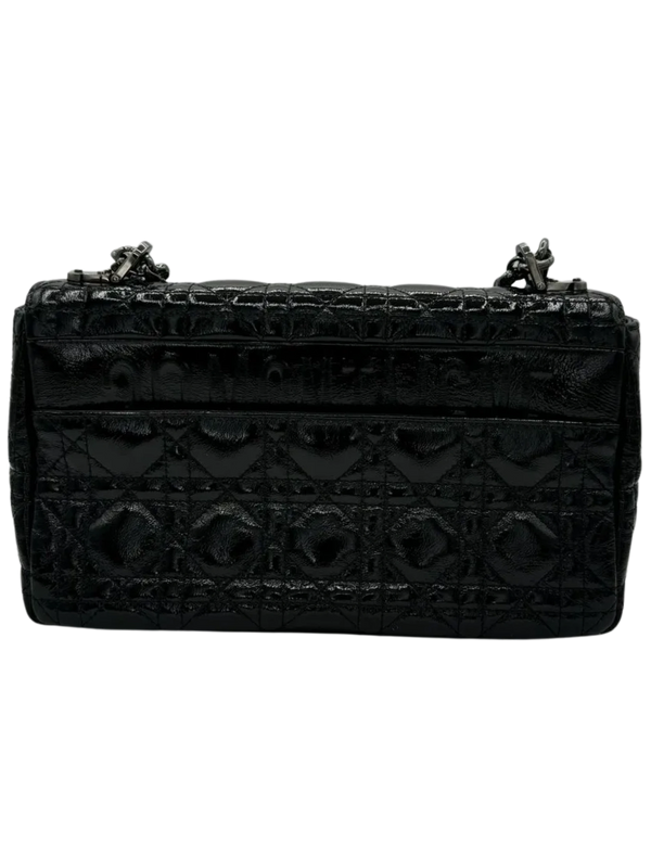 Christian Dior Black Patent Leather Caro Medium Bag