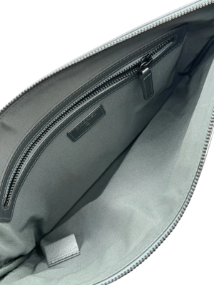 Chanel Written In Chain Metallic Crumpled Calfskin Signature Pouch Silver