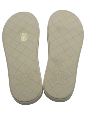 Chanel Spring 2023 White Quilted Charms Padded Pool Thong Sandal