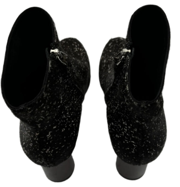 PROENZA SCHOULER black pony fur marled ankle boots - Sz 39.5