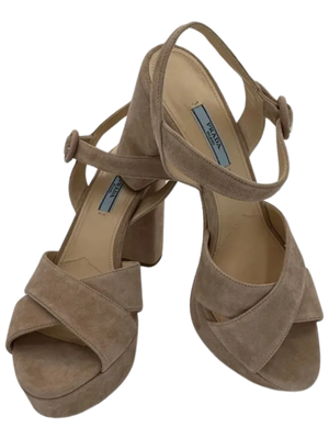 Prada Suede Crisscross Platform 30/105mm Sandals *NEW*