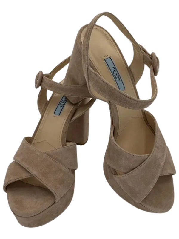 Prada Suede Crisscross Platform 30/105mm Sandals *NEW*