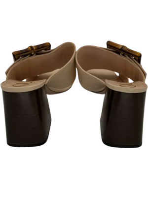 Gucci Beige Sandal With Bamboo Buckle