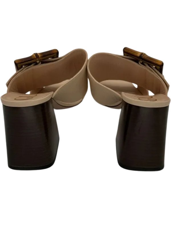 Gucci Beige Sandal With Bamboo Buckle