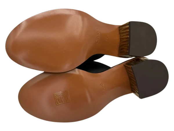 Chloe Qassie Leather Block-Heel Mule Sandal - Size 39.5