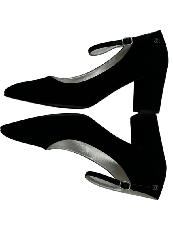 Chanel Crepe Satin Mary Jane Pumps Size 39.5