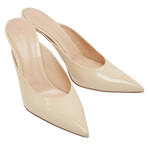 Gianvito Rossi Cream Patent Leather Paige Mules