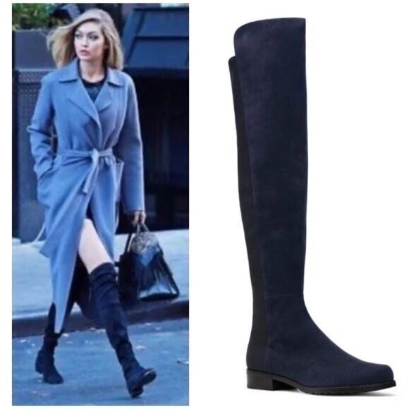 Stuart Weitzman Navy Suede 5050 Boots Size 8 - NEW