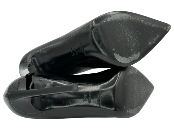Saint Laurent Black Patent Leather Pointed Toe Pumps - Sz 38.5