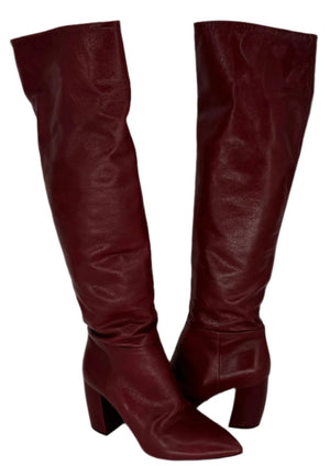 Prada burgundy leather Cuban slouchy slip-on boots - Size 39