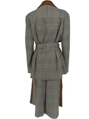 Staud Paprika Belted Plaid Suit