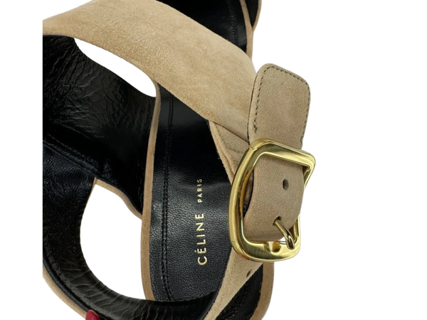 Celine Slingback Sandals Beige Suede *NEW*