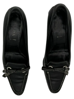 Prada Bow & Buckle Stitched Kitten Heels - Prada