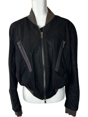 Haider Ackermann Crop Leather Bomber Jacket