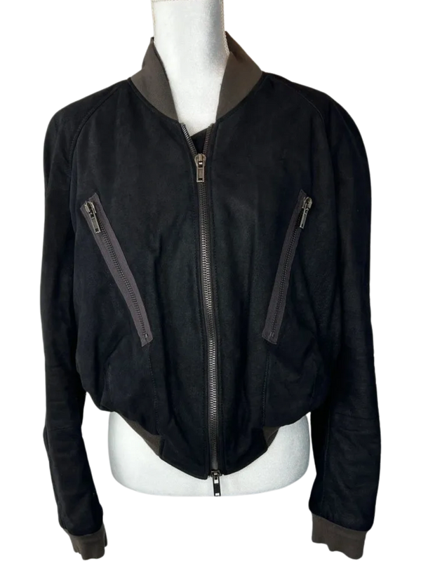 Haider Ackermann Crop Leather Bomber Jacket