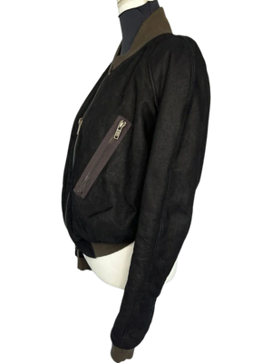 Haider Ackermann Crop Leather Bomber Jacket