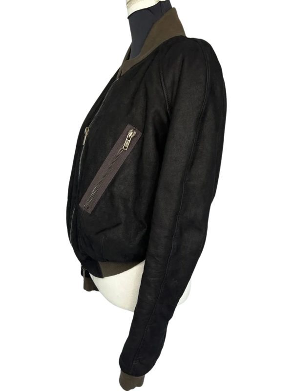 Haider Ackermann Crop Leather Bomber Jacket