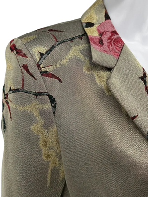 Dries Van Noten Olive Metallic Roses Duster/Jacket/Evening Coat Size 42