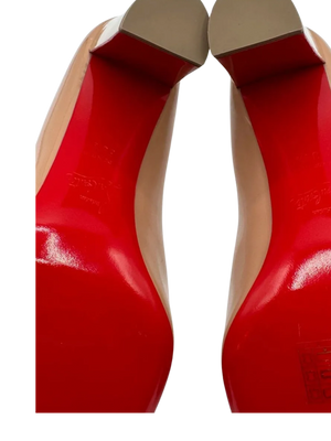 Christian Louboutin Patent Gena 85 Pumps Nude *NEW*