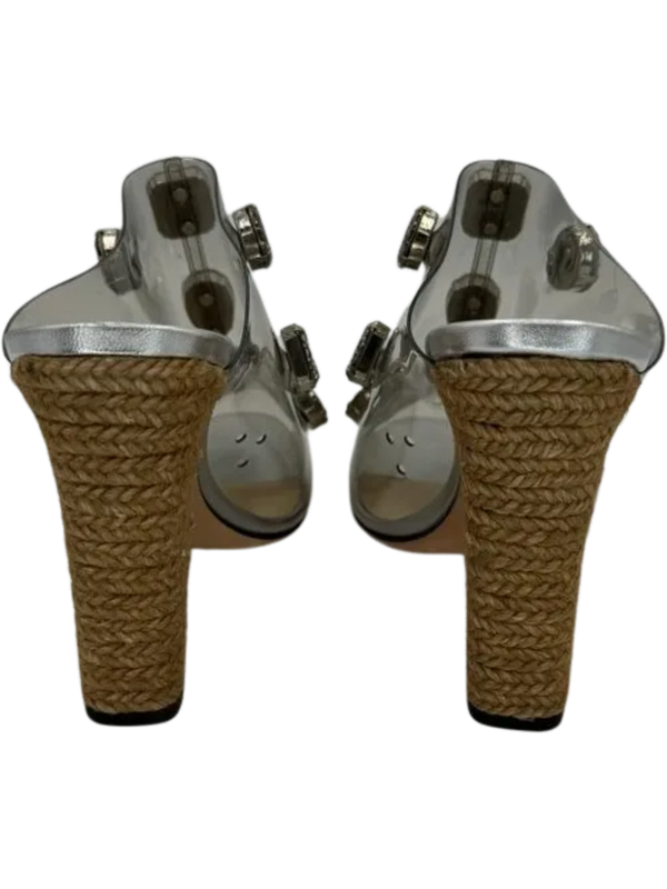 Jimmy Choo "Ling" Jeweled Plexi Slide Sandal with Rope Heel