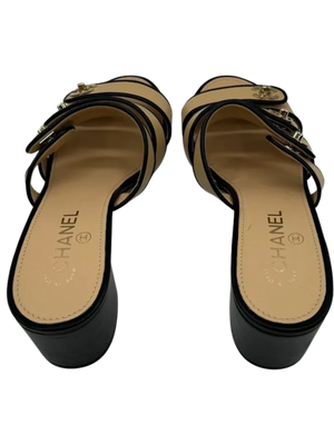 CHANEL CC Turn lock Leather Sandals