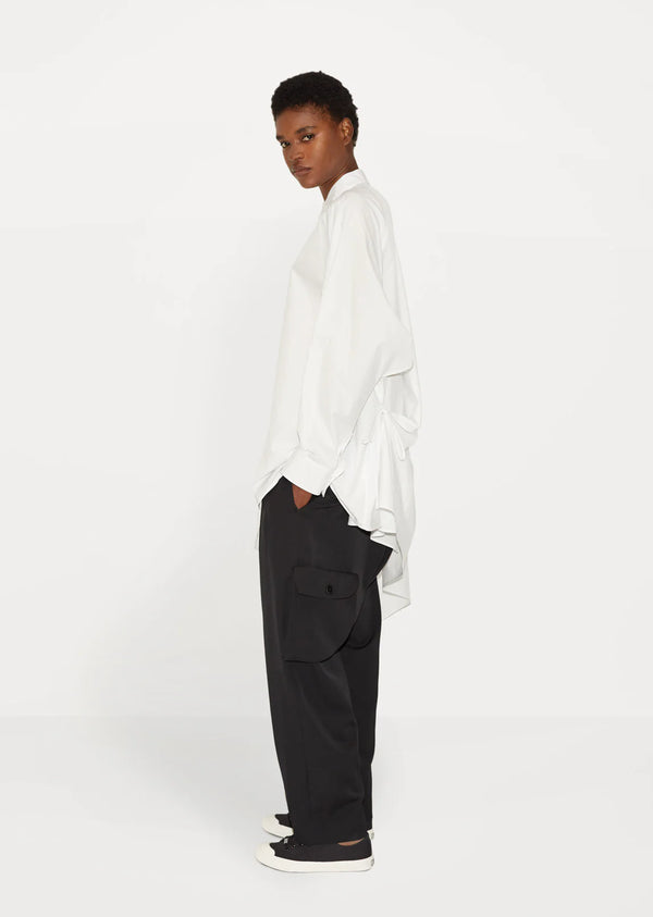 Yohji Yamamoto White Asymmetric Back-Drape Shirt Dress – Size 1